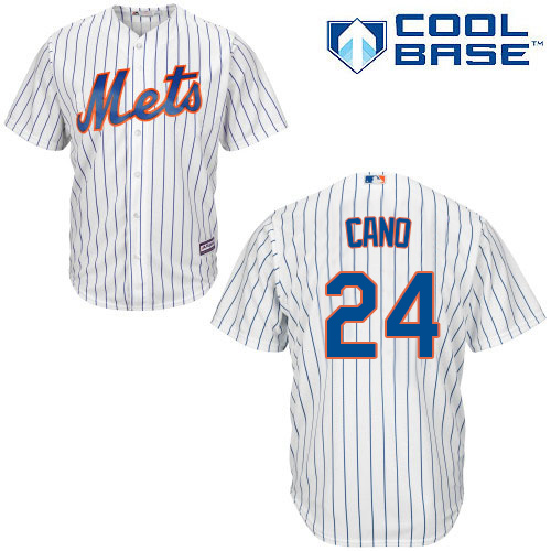Mets #24 Robinson Cano White(Blue Strip) Cool Base Stitched Youth MLB Jersey